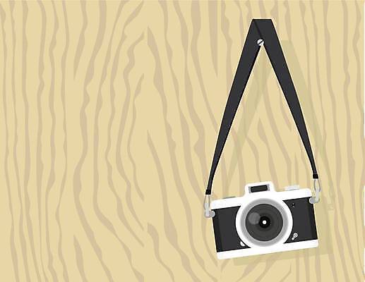 EPS 해외이미지 일러스트 매달리기 사람없음 노란색 카메라 못 복고 스트랩 카피스페이스 나무배경 해외일러스트 컬러 백그라운드 모션 전자제품 공백 공구 파일형식 벡터 이미지허브