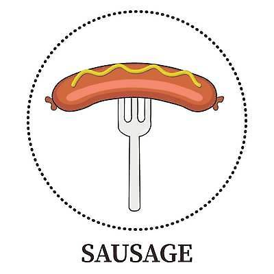 EPS 해외이미지 무료이미지 포크 일러스트 사람없음 소시지 심볼 해외일러스트 식기 가공식품 파일형식 벡터 무료콘텐츠 이미지허브