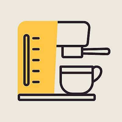 EPS 해외이미지 커피 일러스트 사람없음 노란색 커피메이커 에스프레소머신 해외일러스트 음료 컬러 커피용품 파일형식 벡터 이미지허브