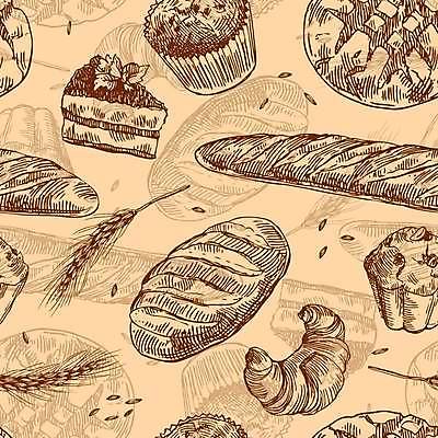 EPS 해외이미지 빵 일러스트 사람없음 케이크 빵집 바게트 스케치 컵케이크 크루아상 베이글 페스츄리 해외일러스트 음식 디저트 미술 상점 파일형식 벡터 이미지허브