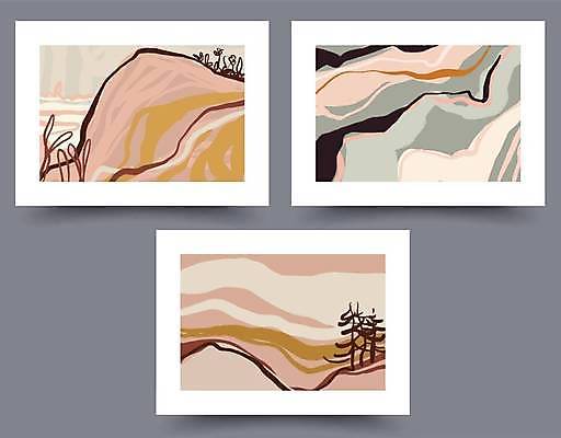 EPS 해외이미지 나무 디자인 일러스트 추상 산 미술 사람없음 세트 그림 해외일러스트 식물 무늬 문화예술 파일형식 벡터 이미지허브