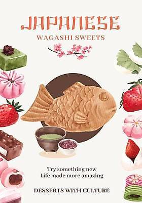 EPS 해외이미지 포스터 일러스트 딸기 디저트 사람없음 벚꽃 흰색 녹차 붕어빵 말차 모찌 양갱 찹쌀모찌 화과자 일본음식 해외일러스트 꽃 음식 빵 컬러 과일 차_음료 과자 겨울간식 파일형식 벡터 이미지허브