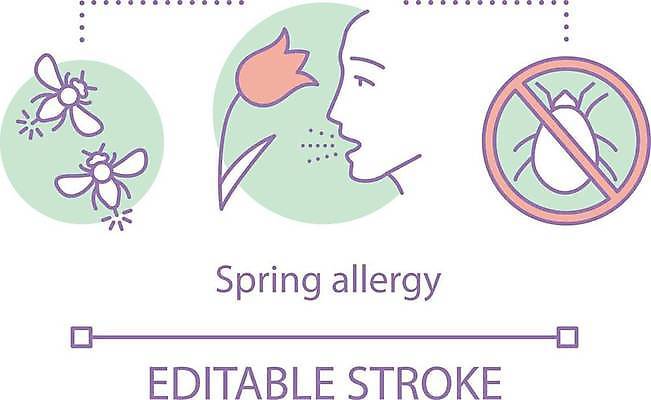 EPS 해외이미지 꽃 일러스트 사람없음 금지 벌레 얼굴모양 꽃가루알레르기 해외일러스트 모양 식물 얼굴 곤충 알레르기 파일형식 벡터 이미지허브