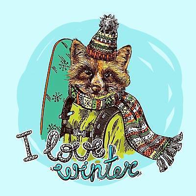 EPS 해외이미지 겨울 일러스트 사람없음 스케치 너구리 스노보드복 해외일러스트 계절 포유류 미술 파일형식 벡터 이미지허브