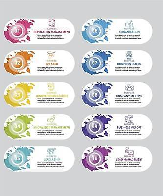 EPS 해외이미지 배너 일러스트 비즈니스 사람없음 숫자 인포그래픽 원형 단계 타원형 무지개색 순서 배너세트 해외일러스트 도형 문자 세트 컬러풀 파일형식 벡터 이미지허브