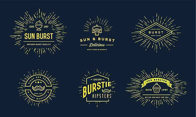 EPS 해외이미지 디자인 일러스트 사람없음 세트 햇빛 라벨 광선 컵케이크 심볼 콧수염 방사형 엘리먼트 힙스터 해외일러스트 패션 수염 프레임 태양 케이크 파일형식 벡터 이미지허브