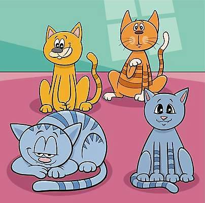 EPS 해외이미지 엎드리기 일러스트 앉기 사람없음 반려동물 손들기 귀여움 고양이 해외일러스트 동물 컨셉 포유류 모션 파일형식 벡터 이미지허브