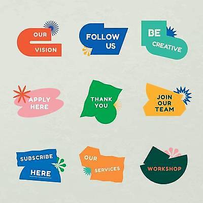 EPS 해외이미지 디자인 스티커 일러스트 사람없음 세트 컬러풀 표어 수집 모음 엘리먼트 해외일러스트 컬러 한글 파일형식 벡터 이미지허브