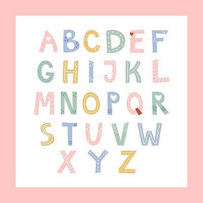 EPS 해외이미지 디자인 알파벳 영어 곡선 일러스트 대문자 타이포그라피 사람없음 세트 하트 플랫 파스텔톤 조합형타이포 해외일러스트 모양 문자 선 컬러 파일형식 벡터 이미지허브