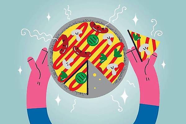 EPS 해외이미지 손 일러스트 피자 들기 신체부위 그림 피자조각 해외일러스트 조각 모션 패스트푸드 서양음식 사람 파일형식 벡터 이미지허브