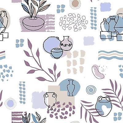 EPS 해외이미지 화분 잎 패턴 일러스트 추상 사람없음 패턴백그라운드 빈티지 도자기 라인아트 해외일러스트 식물 선 백그라운드 컨셉 무늬 파일형식 벡터 이미지허브