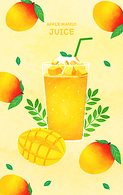 PSD 잎 일러스트 여름음식 잔 빨대 사람없음 여름 노란색 주스 과일주스 망고 과일조각 망고주스 애플망고 국내일러스트 식물 식기 계절 음료 음식 컬러 조각 과일 열대과일 파일형식 여름_계절
