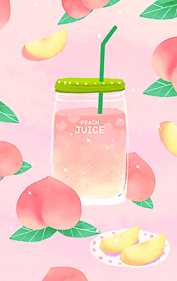 PSD 접시 분홍색 잎 일러스트 유리병 여름음식 빨대 사람없음 여름 복숭아 과일조각 복숭아주스 국내일러스트 식물 식기 계절 음식 컬러 조각 과일 병_용기 과일주스 파일형식 여름_계절