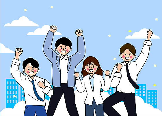 구름 여자 남자 하늘색 일러스트 응원 함께함 정장 빌딩 여러명 상반신 성인 건물 손들기 파이팅 주먹 만세 비즈니스맨 비즈니스우먼 동료 성인만 국내일러스트 AI파일 자연요소 건축물 옷 다수 컨셉 비즈니스 관계 모션 사람 파란색 직장인 파일형식 벡터