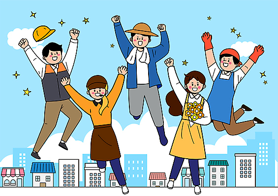 전신 구름 모자 여자 남자 꽃다발 하늘색 일러스트 응원 함께함 들기 여러명 성인 건물 손들기 상점 점프 파이팅 앞치마 주먹 만세 택배기사 농부 종업원 직원 자영업 고무장갑 플로리스트 성인만 소상공인 국내일러스트 AI파일 자연요소 직업 건축물 잡화 꽃 장갑 다수 컨셉 비즈니스 모션 사람 경제 파란색 배달원 상인 고무 파일형식 벡터