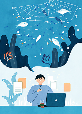 식물 남자 화분 종이 커피 바다 말풍선 생각 일러스트 어업 한명 들기 상반신 성인 파란색 노트북 펜 업무 비즈니스맨 그물 해초 문서 어촌 테이크아웃컵 성인남자한명만 물고기떼 귀어 국내일러스트 AI파일 1 산업 음료 컬러 비즈니스 모션 어류 사람 컵 전자제품 필기구 시골 작업 직장인 해조류 남자한명만 성인남자만 파일형식 벡터