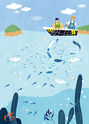 구름 모자 남자 바다 하늘색 일러스트 작업복 어류 어업 상반신 성인 두명 잡기 그물 어선 해초 어부 어촌 고기잡이 성인남자만 물고기떼 귀어 수산인의날 국내일러스트 AI파일 자연요소 직업 잡화 옷 산업 배_교통 모션 사람 파란색 수중동물 시골 해조류 남자만 성인만 파일형식 벡터 법정기념일