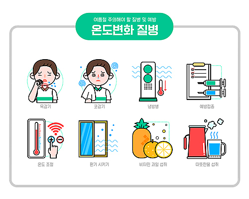 손 남자 화살표 과일 일러스트 창문 버튼 주전자 주사기 들기 상반신 성인 두명 신체부위 컵 물 여름 건강관리 찡그림 누름 온도계 체온계 에어컨 질병관리 예방 손수건 온도 비타민 냉방병 따뜻한음료 목감기 서류판 예방접종 적정온도 코감기 환기 성인남자만 국내일러스트 AI파일 자연요소 식기 계절 음료 의학 의료기기 모션 주방용품 표정 건강 관리 사람 사무용품 가전제품 질병 감기_질병 영양소 접종 남자만 성인만 파일형식 벡터