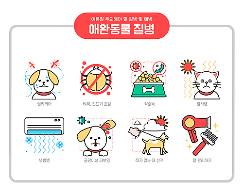 구름 반려견 일러스트 사람없음 빨간색 여름 반려동물 태양 건강관리 고양이 산책 금지 잡기 강아지 질병 먹이 드라이어 예방 목줄 개밥그릇 곰팡이 균 냉방병 먹이그릇 모기 벼룩 식중독 애견빗 애완용사료 진드기 피부병 피부염 심장사상충 반려묘 열사병 국내일러스트 AI파일 자연요소 동물 그릇 계절 컬러 곤충 포유류 의학 모션 휴식 건강 관리 미용용품 개 해충 애견용품 피부질환 파일형식 벡터 반려용품