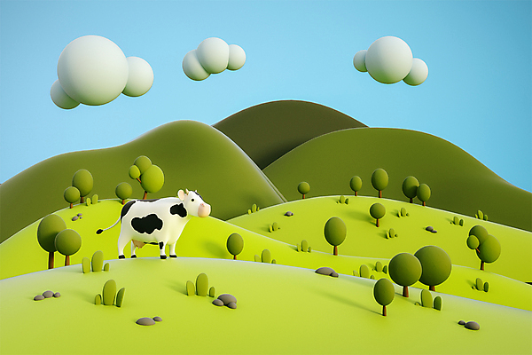 PSD 나무 구름 편집 편집이미지 산 초원 사람없음 초록색 농장 3D소스 3D 목장 돌_바위 풀 방목 젖소 디지털합성 얼룩소 편집소스 편집3D 자연요소 식물 컬러 농업 소 축산업 파일형식