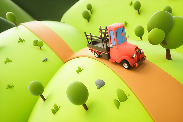 PSD 나무 편집 편집이미지 산 사람없음 초록색 3D소스 3D 트럭 돌_바위 풀 디지털합성 산길 편집소스 편집3D 식물 길 컬러 자동차 파일형식