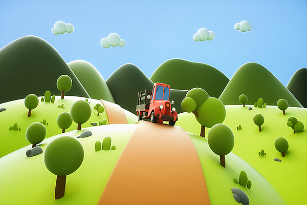 PSD 나무 구름 편집 편집이미지 산 사람없음 농장 3D소스 3D 트럭 돌_바위 풀 디지털합성 산길 편집소스 편집3D 자연요소 식물 길 농업 자동차 파일형식