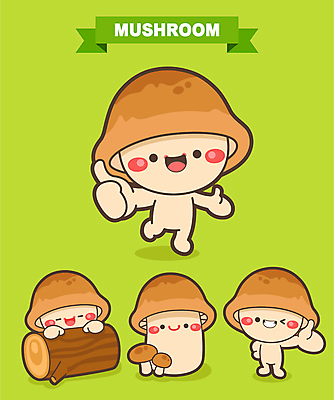 캐릭터 일러스트 웃음 사람없음 초록색 갈색 손들기 축제 버섯 최고 특산물 통나무 나무토막 송이버섯 특산물캐릭터 버섯캐릭터 지역축제 대한민국축제 버섯축제 송이축제 일러캐릭터 AI파일 나무 컬러 모션 표정 파일형식 벡터