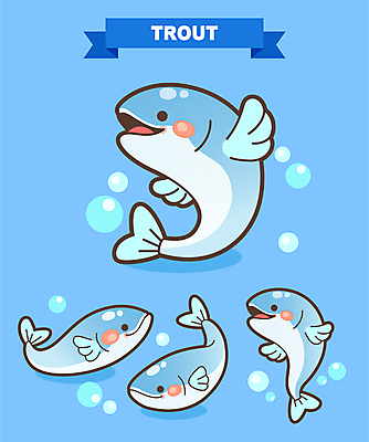 캐릭터 일러스트 웃음 사람없음 파란색 축제 물방울 특산물 어류캐릭터 특산물캐릭터 송어 송어축제 지역축제 대한민국축제 일러캐릭터 AI파일 컬러 동물캐릭터 표정 어류 파일형식 벡터