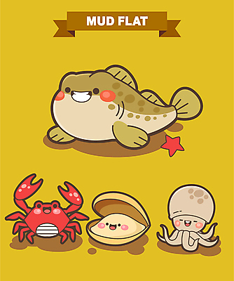 캐릭터 여러마리 일러스트 조개 불가사리 사람없음 노란색 축제 게 특산물 어류캐릭터 낙지 갯벌 특산물캐릭터 꽃게캐릭터 낙지캐릭터 망둥어 쭈꾸미캐릭터 지역축제 대한민국축제 갯벌축제 일러캐릭터 AI파일 컬러 동물캐릭터 다수 어패류 극피동물 연체동물 갑각류 어류 수중동물 파일형식 벡터