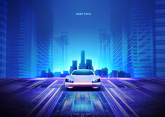 PSD 편집이미지 도로 빌딩 사람없음 건물 파란색 과학기술 도시 기술발전 기술산업 전기자동차 자율주행 신기술 딥테크 이미지편집 건축물 산업 길 컬러 교통시설 자동차 기술 운전 발전 파일형식 4차산업