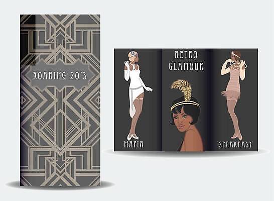 EPS 해외이미지 전신 드레스 여자 일러스트 미술 상반신 성인 세명 검은색 빈티지 복고 스타일 성인여자만 해외일러스트 옷 컬러 컨셉 문화예술 사람 여자만 성인만 파일형식 벡터 이미지허브