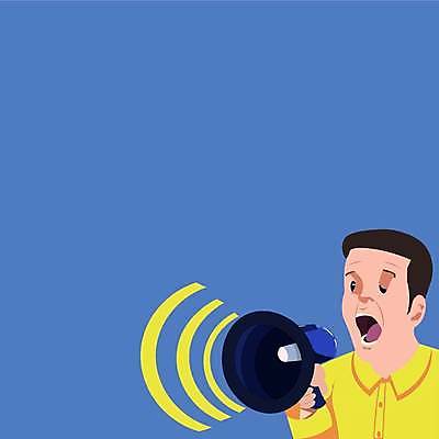 EPS 해외이미지 남자 일러스트 입벌림 한명 들기 상반신 성인 파란색 확성기 외침 알림 성인남자한명만 카피스페이스 해외일러스트 1 컬러 모션 표정 사람 소리 공백 남자한명만 성인남자만 파일형식 벡터 이미지허브