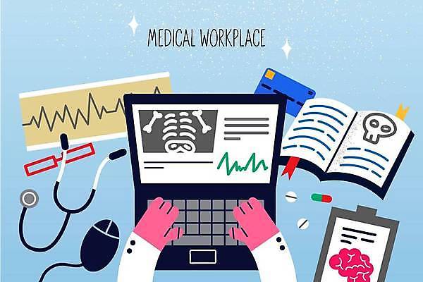 EPS 해외이미지 손 안경 일러스트 청진기 병원 신체부위 책 노트북 의사 마우스 맥박 서류판 심전도검사표 해외일러스트 잡화 의학 의료기기 사람 전자제품 컴퓨터용품 사무용품 의료진 파일형식 벡터 이미지허브