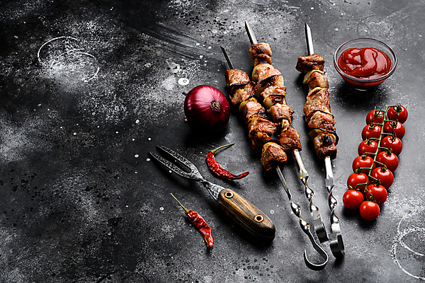 포토 JPG 해외이미지 검은배경 실내 사람없음 양고기 고기포크 양고기구이 양꼬치 해외포토 음식 백그라운드 포크 육류 내부 검은색 구이 파일형식 이미지허브