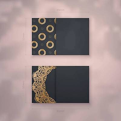 EPS 해외이미지 디자인 백그라운드 패턴 일러스트 명함 사람없음 세트 검은색 금색 고급 만다라 목업 해외일러스트 컬러 컨셉 무늬 파일형식 벡터 이미지허브