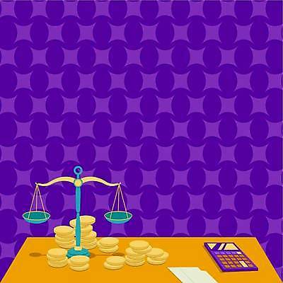 EPS 해외이미지 백그라운드 일러스트 프레임 저울 사람없음 동전 계산기 메모지 카피스페이스 해외일러스트 돈 문구용품 사무용품 공백 장비 파일형식 벡터 이미지허브