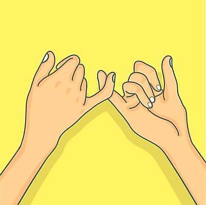 EPS 해외이미지 손 일러스트 그림자 손짓 신체부위 노란색 약속 새끼손가락 해외일러스트 컬러 모션 사람 파일형식 벡터 이미지허브