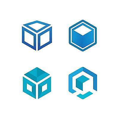 EPS 해외이미지 일러스트 사람없음 파란색 사각형 심볼 큐브 입체 해외일러스트 도형 컬러 파일형식 벡터 이미지허브