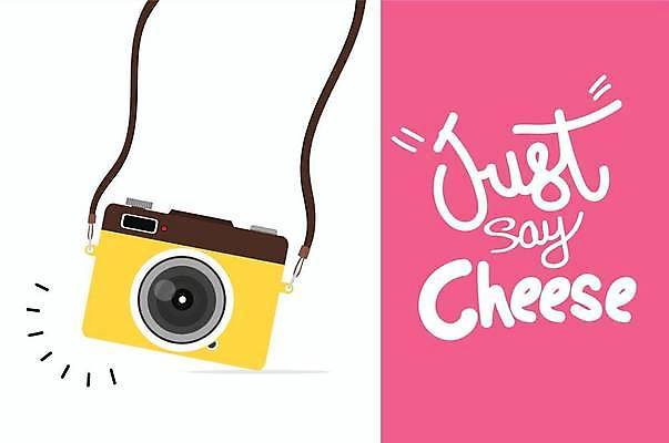 EPS 해외이미지 분홍색 일러스트 타이포그라피 사람없음 노란색 카메라 복고 스트랩 해외일러스트 문자 컬러 전자제품 파일형식 벡터 이미지허브