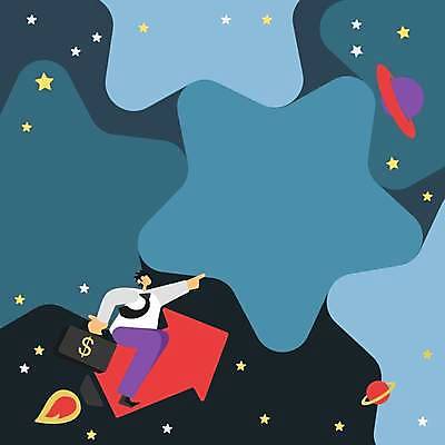 EPS 해외이미지 전신 남자 화살표 별 백그라운드 서류가방 일러스트 비즈니스 불 아이디어 한명 성인 파란색 달러 행성 로켓 성인남자한명만 카피스페이스 해외일러스트 자연요소 1 컬러 컨셉 돈 가방 사람 우주 공백 남자한명만 성인남자만 파일형식 벡터 이미지허브