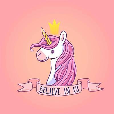 EPS 해외이미지 분홍색 일러스트 상상 동화 왕관 뿔 사람없음 귀여움 신비 공상 유니콘 환상 해외일러스트 컬러 컨셉 파일형식 벡터 이미지허브