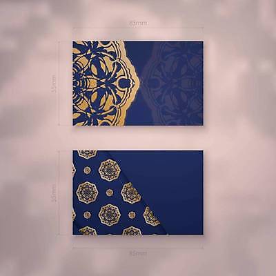 EPS 해외이미지 디자인 백그라운드 패턴 일러스트 명함 사람없음 파란색 세트 금색 고급 만다라 목업 해외일러스트 컬러 컨셉 무늬 파일형식 벡터 이미지허브