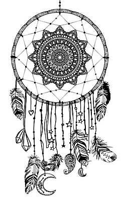 EPS 해외이미지 별 일러스트 사람없음 꿈 달 하트 보석 라인아트 깃털 만다라 보헤미아 히피 드림캐쳐 해외일러스트 자연요소 모양 선 장식 광석 파일형식 벡터 이미지허브