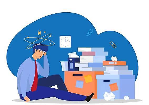 EPS 해외이미지 전신 남자 시계 일러스트 피곤 한명 앉기 성인 쌓기 턱괴기 업무 가득함 업무과다 성인남자한명만 해외일러스트 1 컨셉 모션 사람 작업 남자한명만 성인남자만 파일형식 벡터 이미지허브