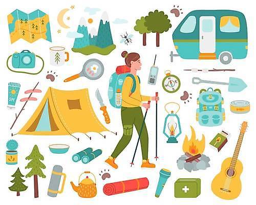 EPS 해외이미지 나무 디자인 여행 지도 일러스트 배낭 자연 주전자 휴가 텐트 야외 물 세트 여행객 카메라 트래킹 캠핑 하이킹 장비 머그컵 등불 손전등 막대기 플랫 숲 나침반 모닥불 만화 수집 플라스크 오브젝트 보따리 고립 캡모자 항목 해외일러스트 자연요소 식물 모자_잡화 가방 주방용품 불 레저 조명 실험기구 캠핑도구 사람 컵 전자제품 생태계 파일형식 벡터 이미지허브