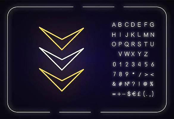 EPS 해외이미지 알파벳 화살표 선 백그라운드 일러스트 타이포그라피 사람없음 화려 하락 심볼 네온 형광등 해외일러스트 문자 영어 컨셉 전등 파일형식 벡터 이미지허브