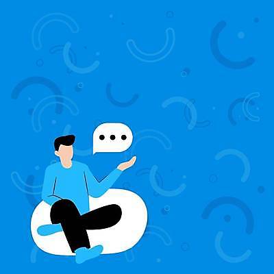 EPS 해외이미지 전신 남자 백그라운드 말풍선 쿠션 일러스트 비즈니스 아이디어 한명 성인 파란색 성인남자한명만 카피스페이스 해외일러스트 1 컬러 컨셉 사람 공백 남자한명만 성인남자만 파일형식 벡터 이미지허브