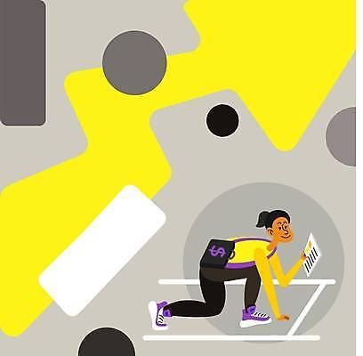 EPS 해외이미지 전신 여자 화살표 백그라운드 일러스트 비즈니스 아이디어 한명 들기 성인 달리기 준비 문서 사방 성인여자한명만 카피스페이스 해외일러스트 1 컨셉 모션 사람 공백 여자한명만 성인여자만 파일형식 벡터 이미지허브