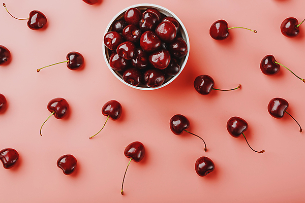 포토 JPG 해외이미지 분홍색 실내 사람없음 하이앵글 체리 담기 해외포토 뷰포인트 컬러 과일 모션 내부 파일형식 이미지허브