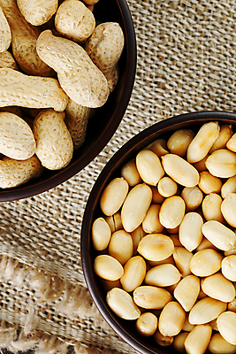 포토 JPG 해외이미지 실내 사람없음 하이앵글 삼베 담기 땅콩 해외포토 뷰포인트 모션 내부 견과류 파일형식 천_직물 이미지허브